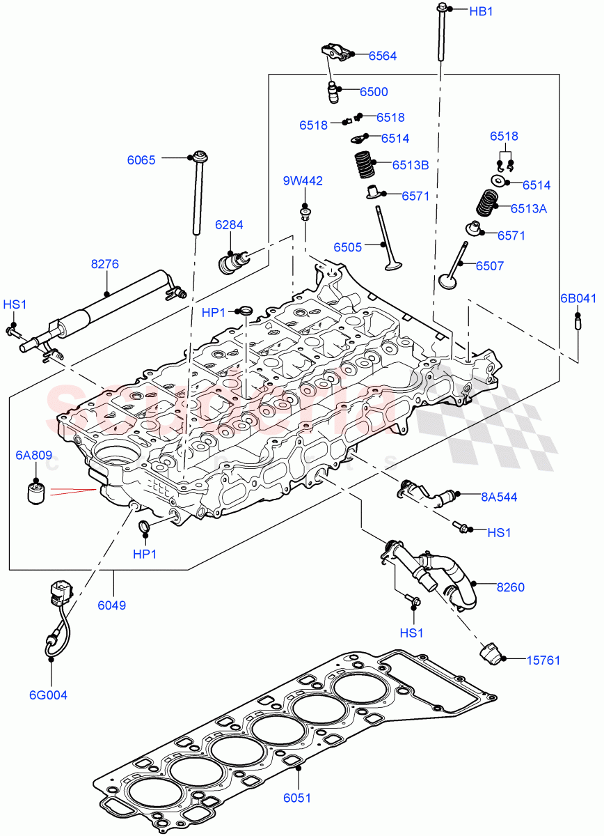 Cylinder Head (3.0L AJ20P6 Petrol High, 3.0L AJ20P6 Petrol PHEV) of Land Rover Land Rover Range Rover (2022+) [3.0 I6 Turbo Petrol AJ20P6]