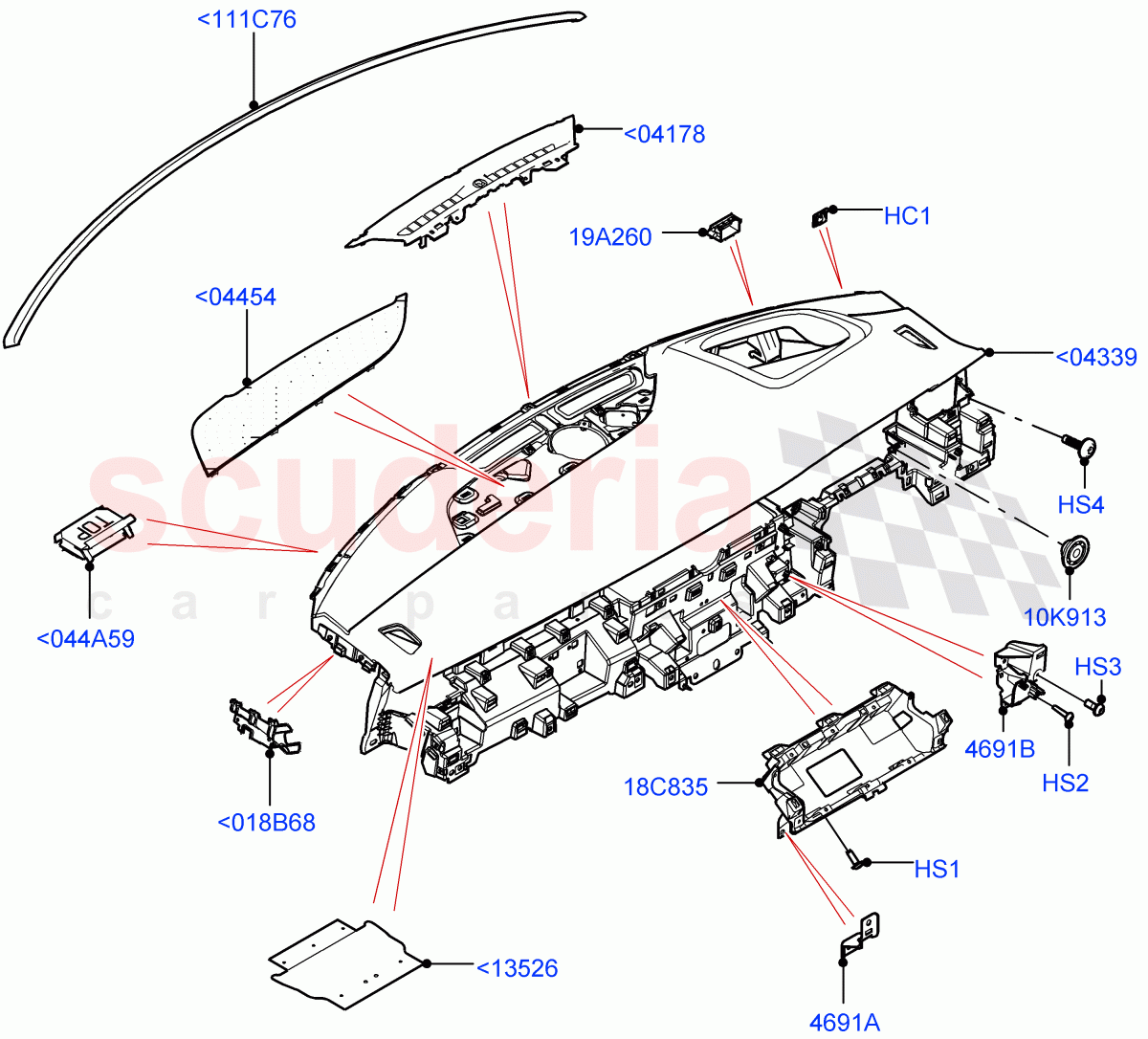 Instrument Panel (Upper, External Components) (Changsu (China), Head Up Display) of Land Rover Land Rover Range Rover Evoque (2019+) [2.0 Turbo Diesel AJ21D4]