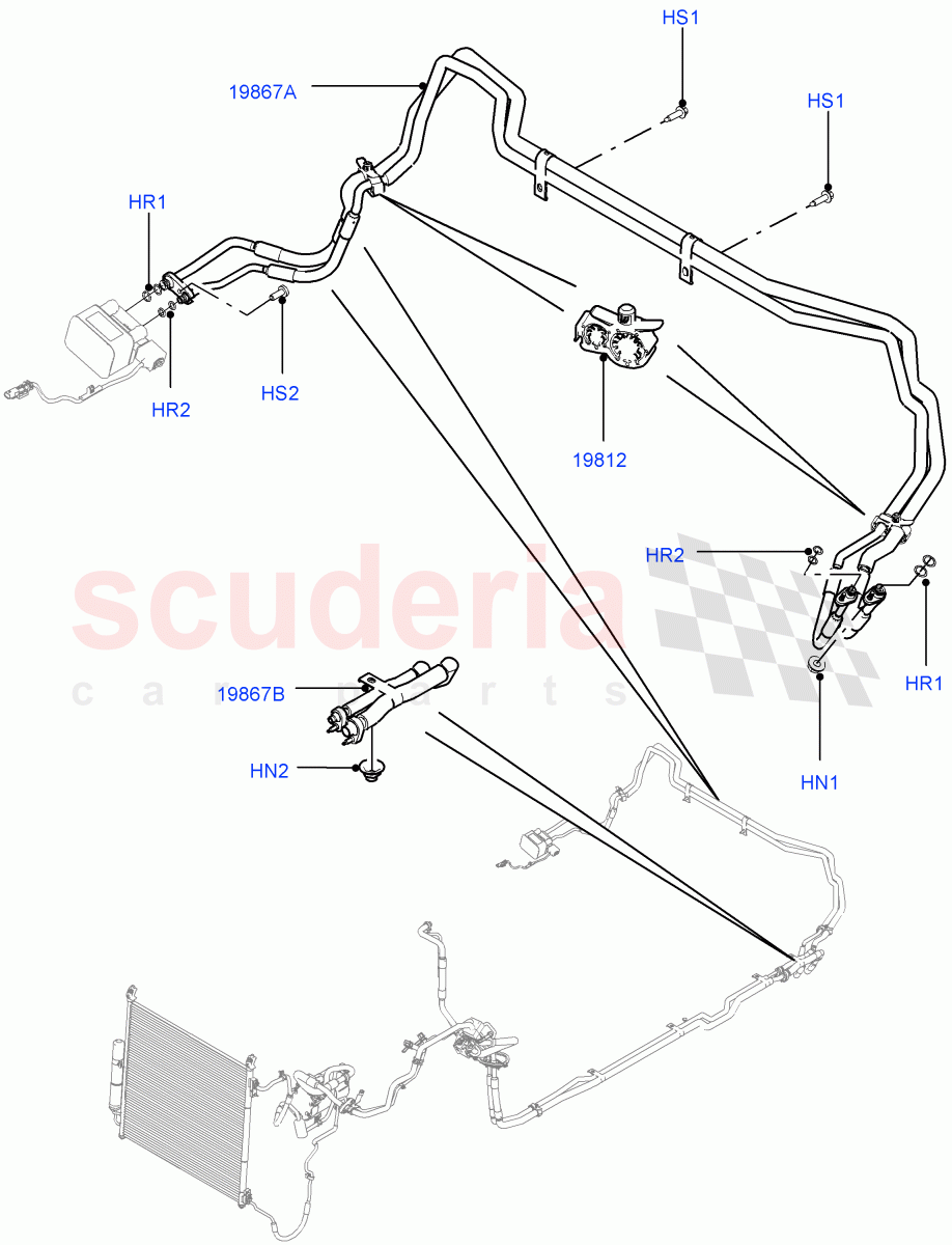 Air Conditioning Condensr/Compressr (Rear) (Air Conditioning Hybrid-Front/Rear, 2 Zone Air Conditioning - Hybrid) ((V) FROMEA000001, (V) TOHA999999) of Land Rover Land Rover Range Rover Sport (2014+) [3.0 I6 Turbo Petrol AJ20P6]