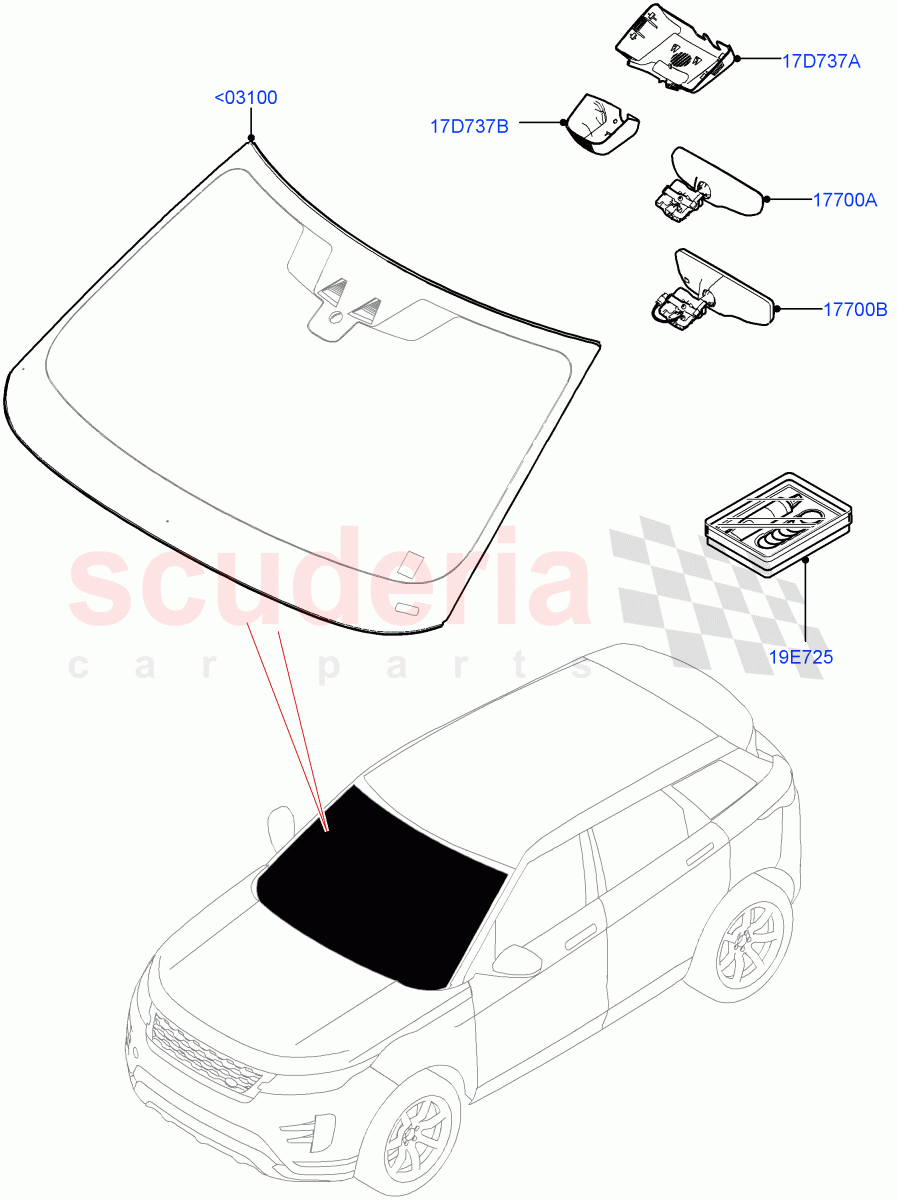 Windscreen/Inside Rear View Mirror (Itatiaia (Brazil)) of Land Rover Land Rover Range Rover Evoque (2019+) [2.0 Turbo Diesel]