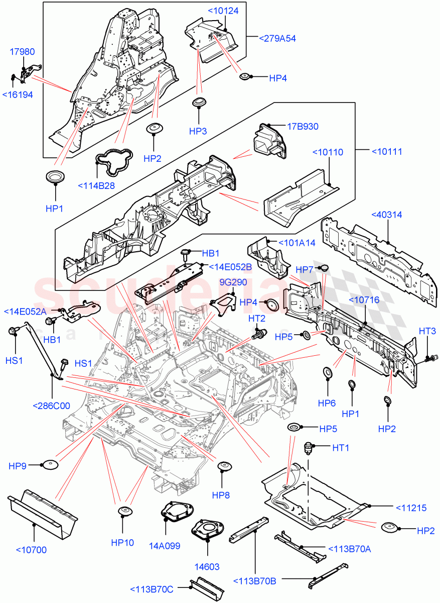 Floor Pan - Centre And Rear of Land Rover Land Rover Range Rover Sport (2014+) [3.0 DOHC GDI SC V6 Petrol]
