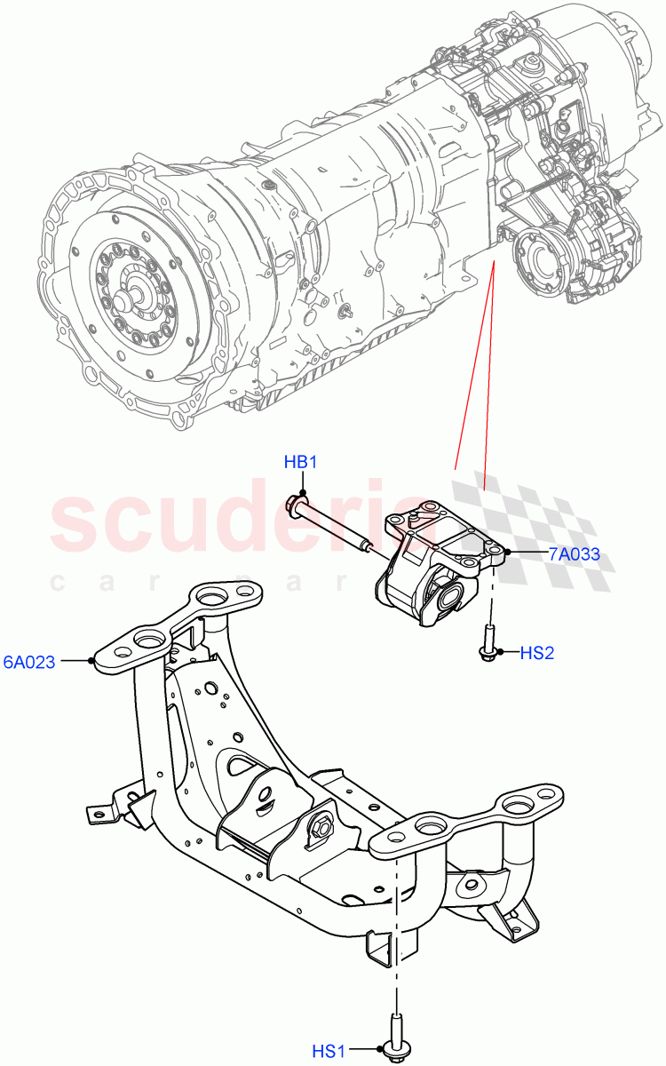 Transmission Mounting (Nitra Plant Build) (3.0L AJ20P6 Petrol High) ((V) FROMM2000001) of Land Rover Land Rover Discovery 5 (2017+) [2.0 Turbo Petrol AJ200P]