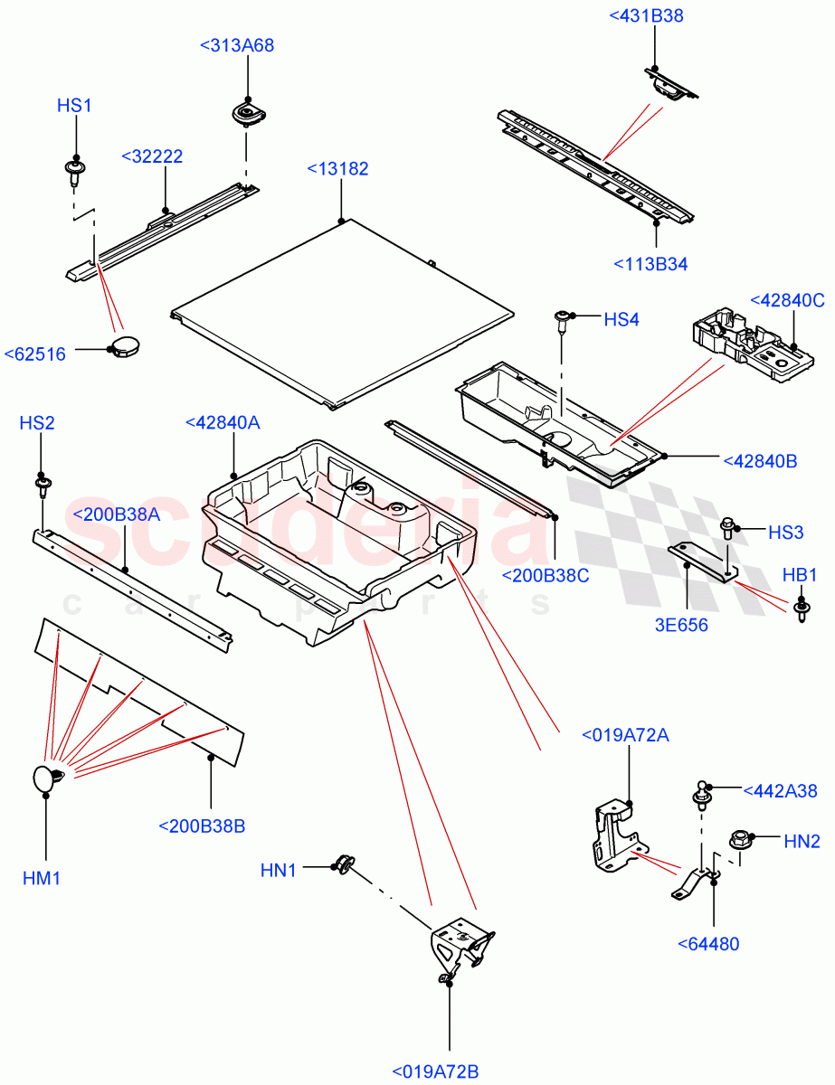 Load Compartment Trim (Nitra Plant Build, Floor) (Less 3rd Row Rear Seat, With 2 Seat Configuration, With 5 Seat Configuration) ((V) FROMK2000001) of Land Rover Land Rover Discovery 5 (2017+) [2.0 Turbo Diesel]