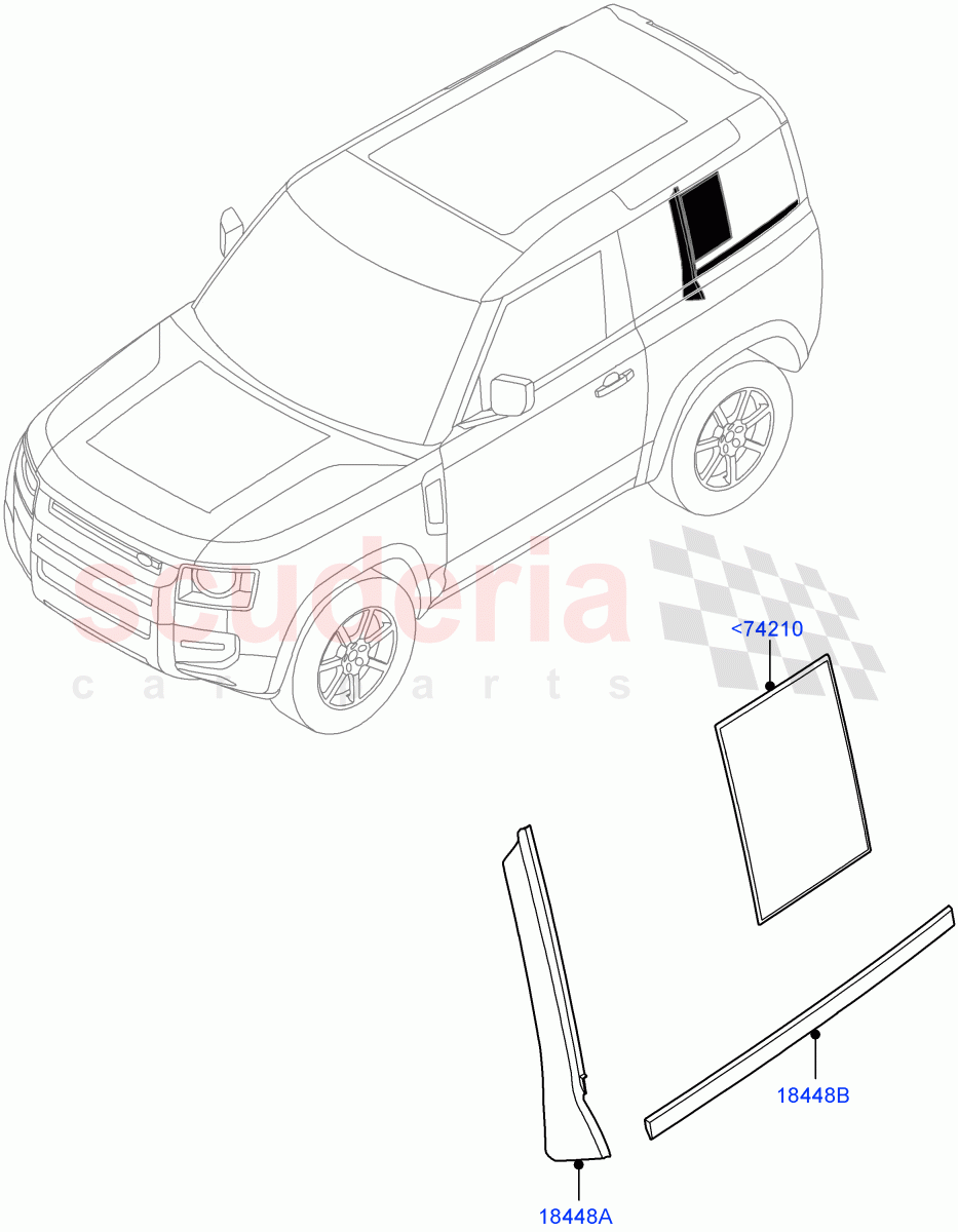 Rear Doors, Hinges & Weatherstrips (Rear Finisher) (Short Wheelbase) of Land Rover Land Rover Defender (2020+) [2.0 Turbo Petrol AJ200P]