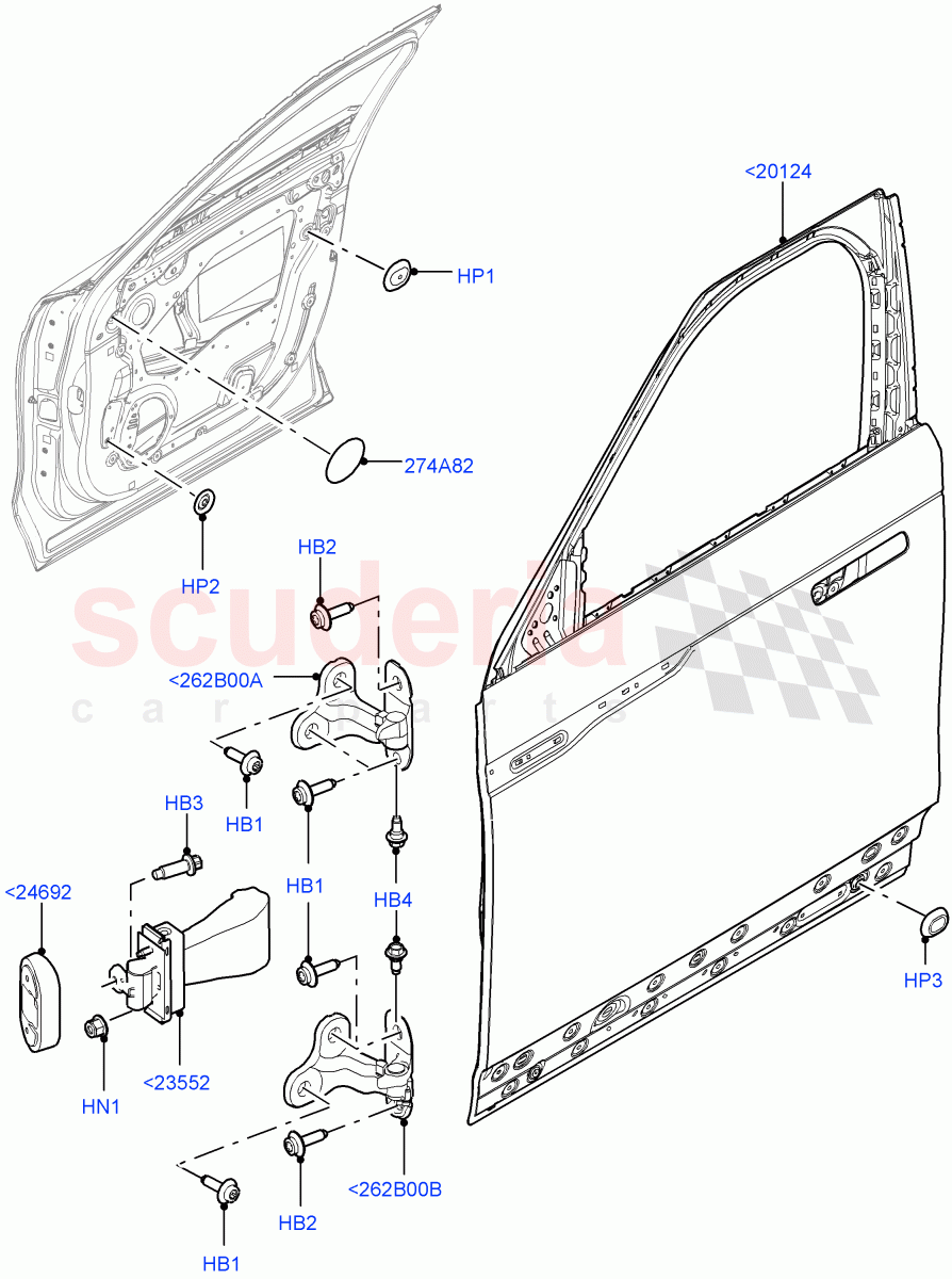 Front Doors, Hinges & Weatherstrips (Door And Fixings) of Land Rover Land Rover Range Rover Velar (2017+) [5.0 OHC SGDI SC V8 Petrol]