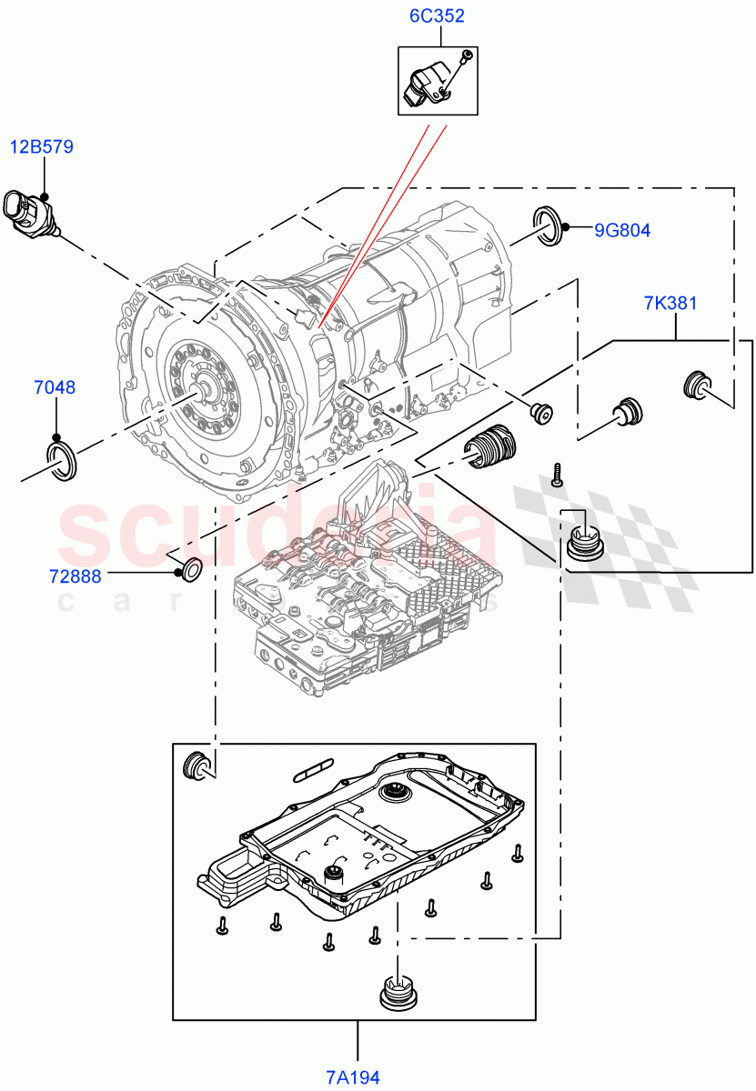 Transmission External Components (8HP Gen3 Hybrid Trans) ((V) FROMJA000001) of Land Rover Land Rover Range Rover Velar (2017+) [2.0 Turbo Diesel AJ21D4]