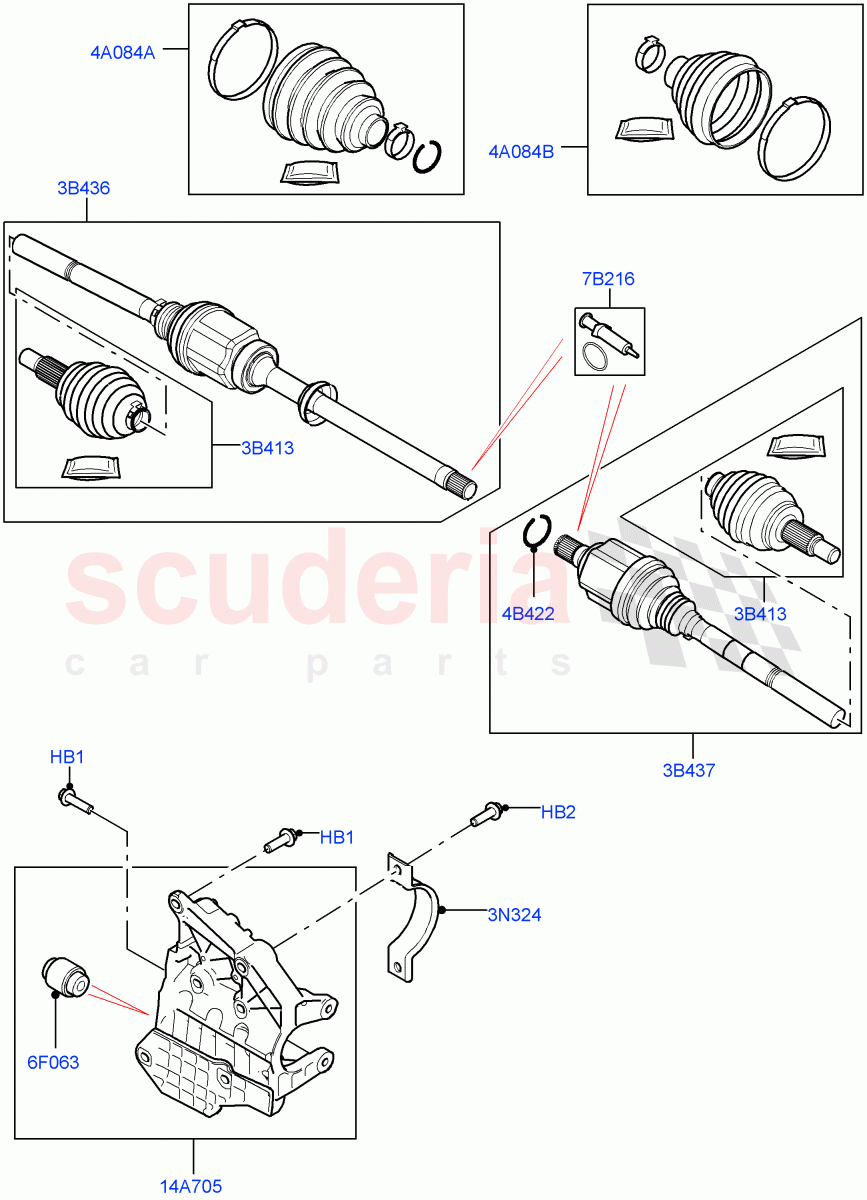 Drive Shaft - Front Axle Drive (2.0L I4 Mid DOHC AJ200 Petrol, Changsu (China), 2.0L AJ20P4 Petrol Mid PTA) ((V) FROMKG446857) of Land Rover Land Rover Discovery Sport (2015+) [2.2 Single Turbo Diesel]