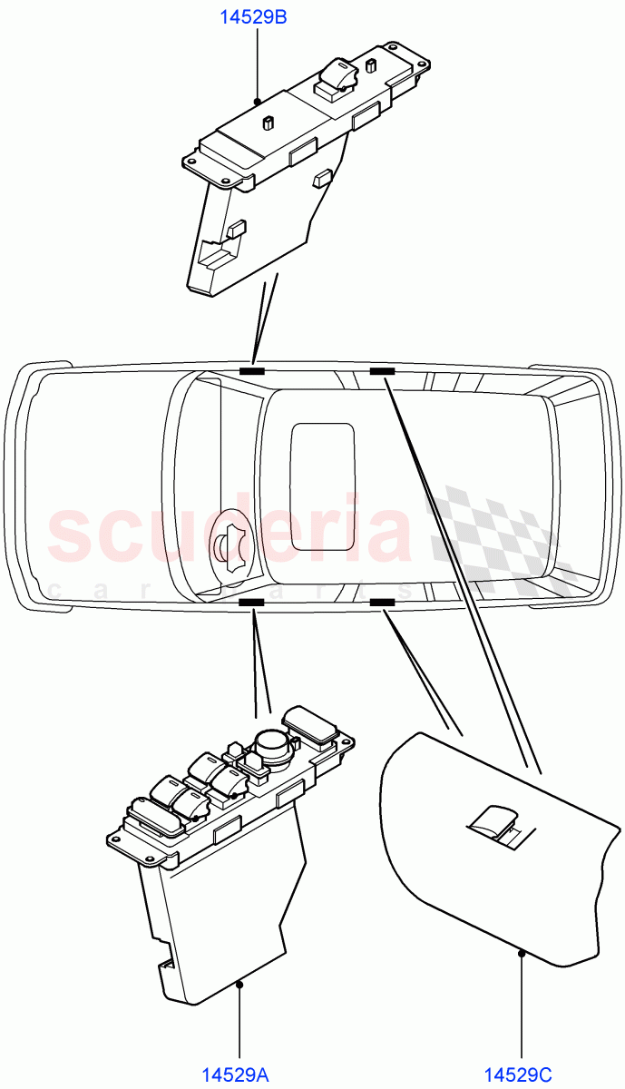 Switches (Front And Rear Doors) ((V) FROMAA000001) of Land Rover Land Rover Range Rover (2010-2012) [5.0 OHC SGDI SC V8 Petrol]