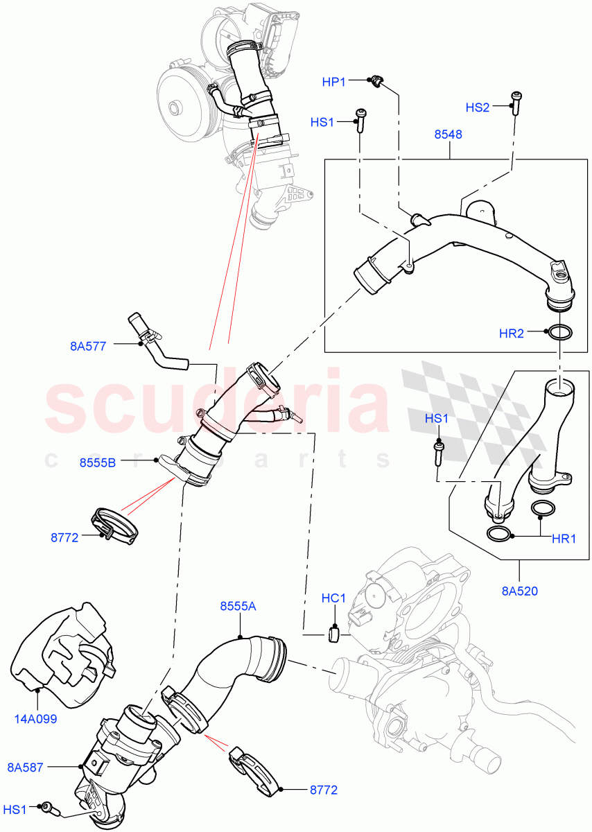Thermostat/Housing & Related Parts (5.0 Petrol AJ133 DOHC CDA) ((V) FROMKA000001) of Land Rover Land Rover Range Rover (2012-2021) [5.0 OHC SGDI SC V8 Petrol]