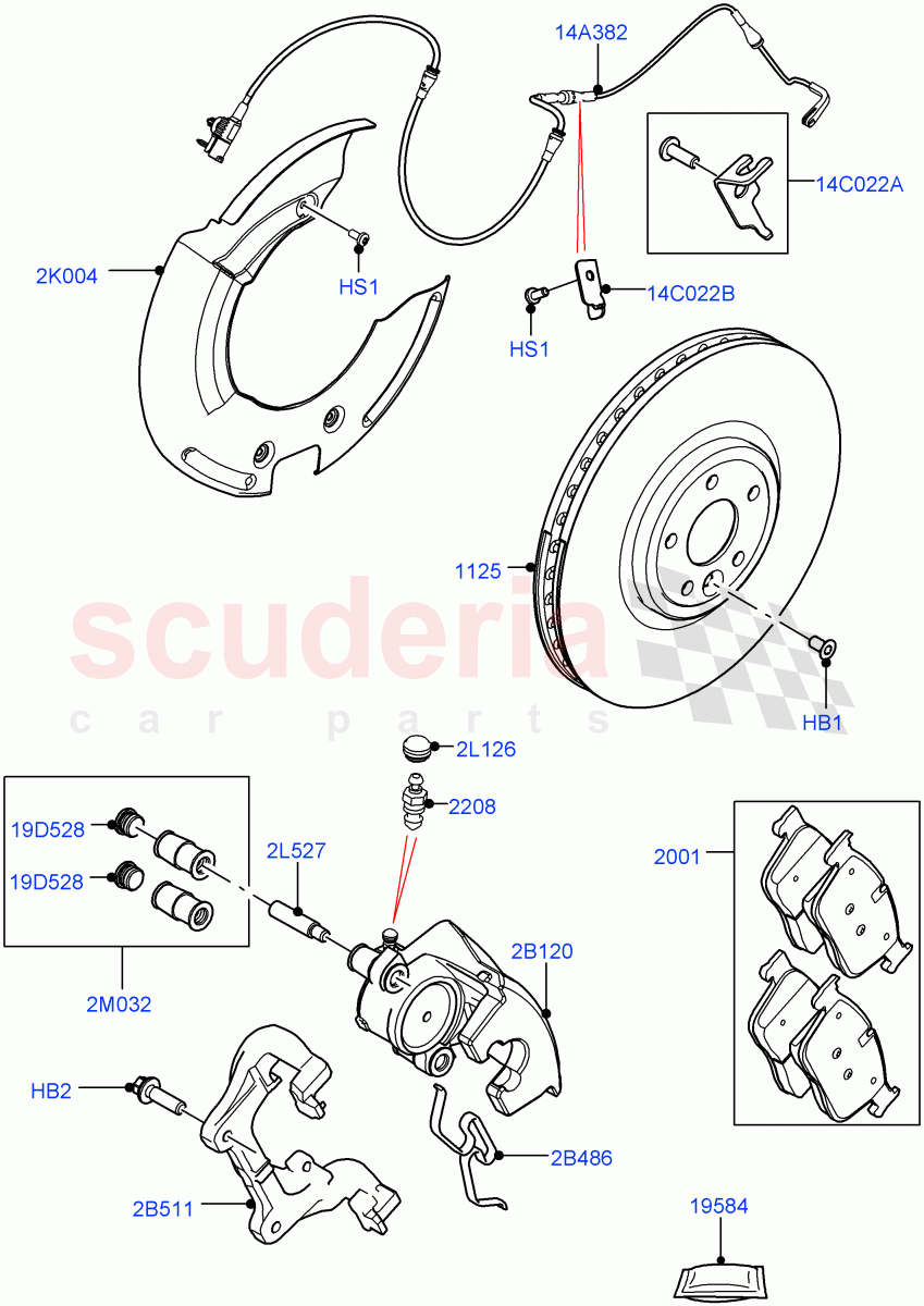 Front Brake Discs And Calipers (Version - Core, Version - R-Dynamic) of Land Rover Land Rover Range Rover Velar (2017+) [3.0 I6 Turbo Diesel AJ20D6]