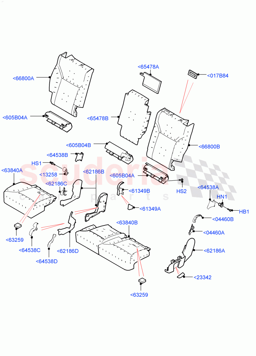 Rear Seat Pads/Valances & Heating (Pads/Valances) (60/40 Load Through With Slide) of Land Rover Land Rover Defender (2020+) [2.0 Turbo Diesel]