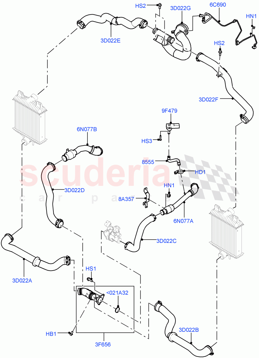 Intercooler/Air Ducts And Hoses (Air Ducts And Hoses) (4.4L DOHC DITC V8 Diesel) of Land Rover Land Rover Range Rover (2012-2021) [4.4 DOHC Diesel V8 DITC]