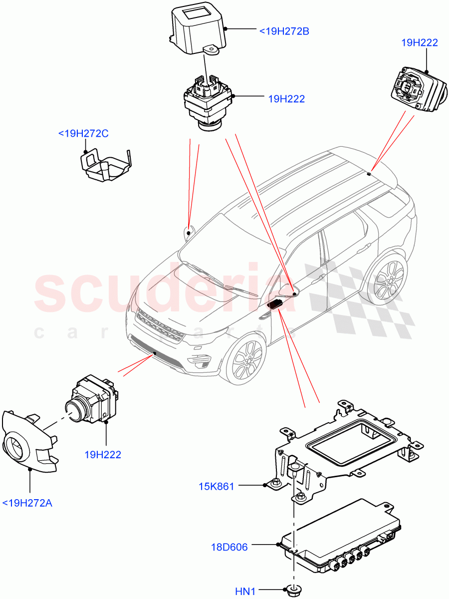 Camera Equipment (Halewood (UK), Surround Camera Sys+Water Wade Aid, Surround Camera System) ((V) TOLH999999) of Land Rover Land Rover Discovery Sport (2015+) [2.2 Single Turbo Diesel]
