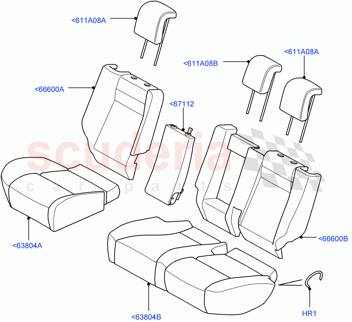 Rear Seat Covers (Cloth Seat Fabric) ((V) FROMAA000001) of Land Rover Land Rover Range Rover Sport (2010-2013) [3.0 Diesel 24V DOHC TC]