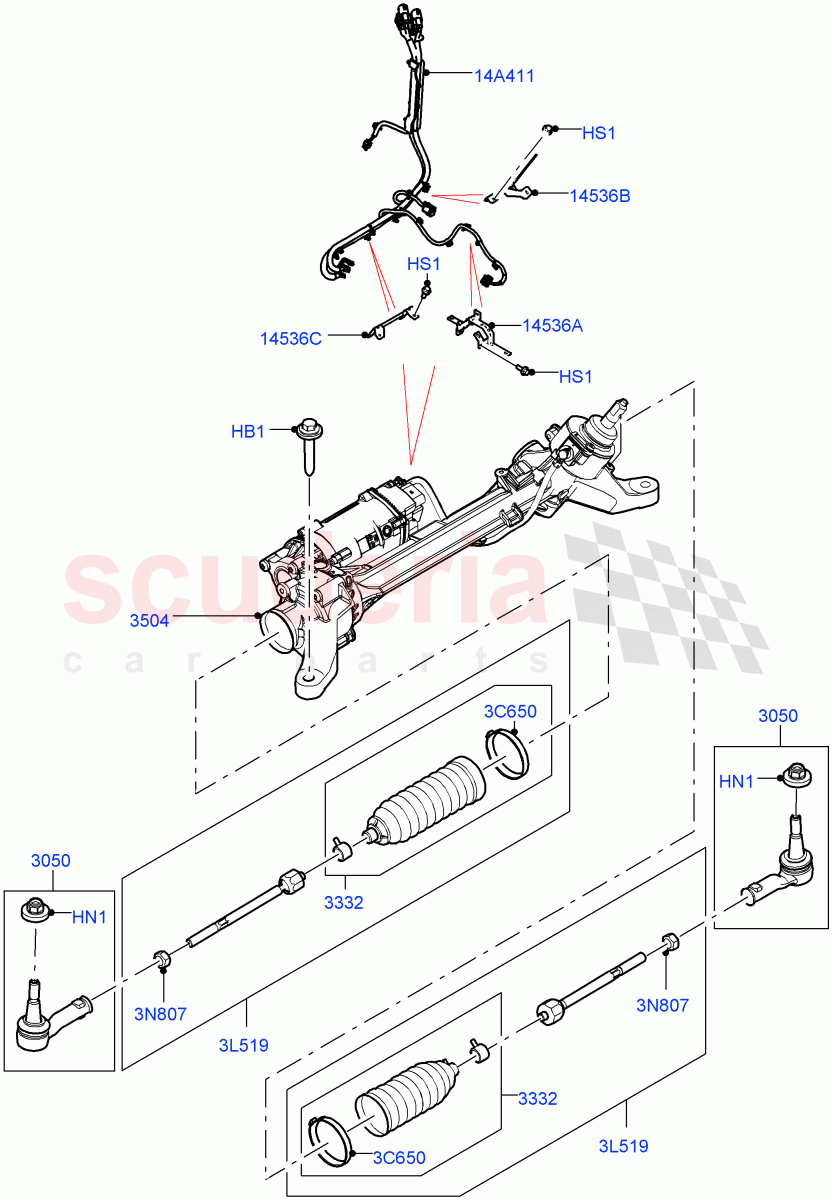 Steering Gear (Nitra Plant Build) ((V) FROMM2000001) of Land Rover Land Rover Discovery 5 (2017+) [2.0 Turbo Petrol AJ200P]
