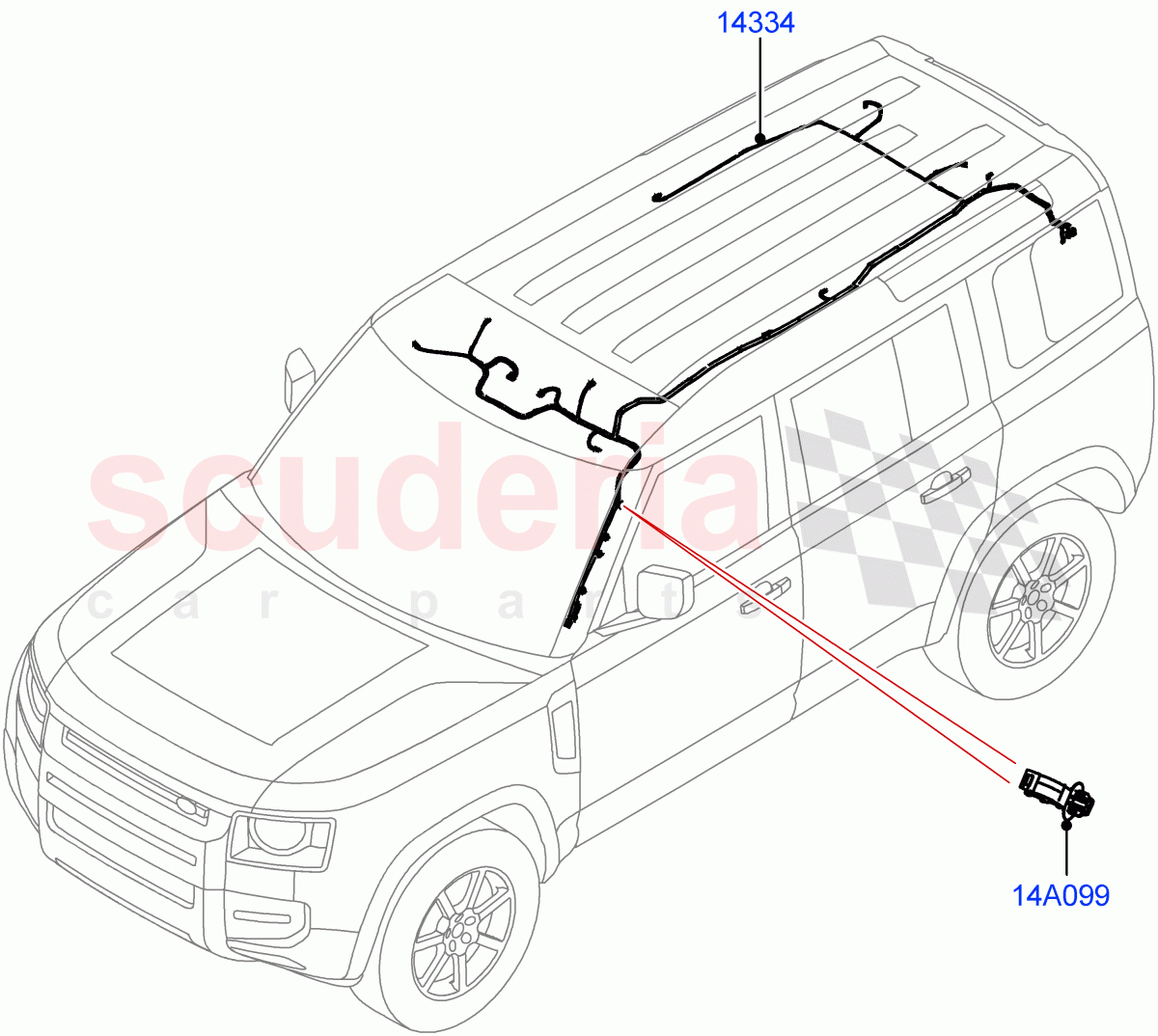 Electrical Wiring - Body And Rear (Roof) ((V) FROMP2000001) of Land Rover Land Rover Defender (2020+) [2.0 Turbo Petrol AJ200P]