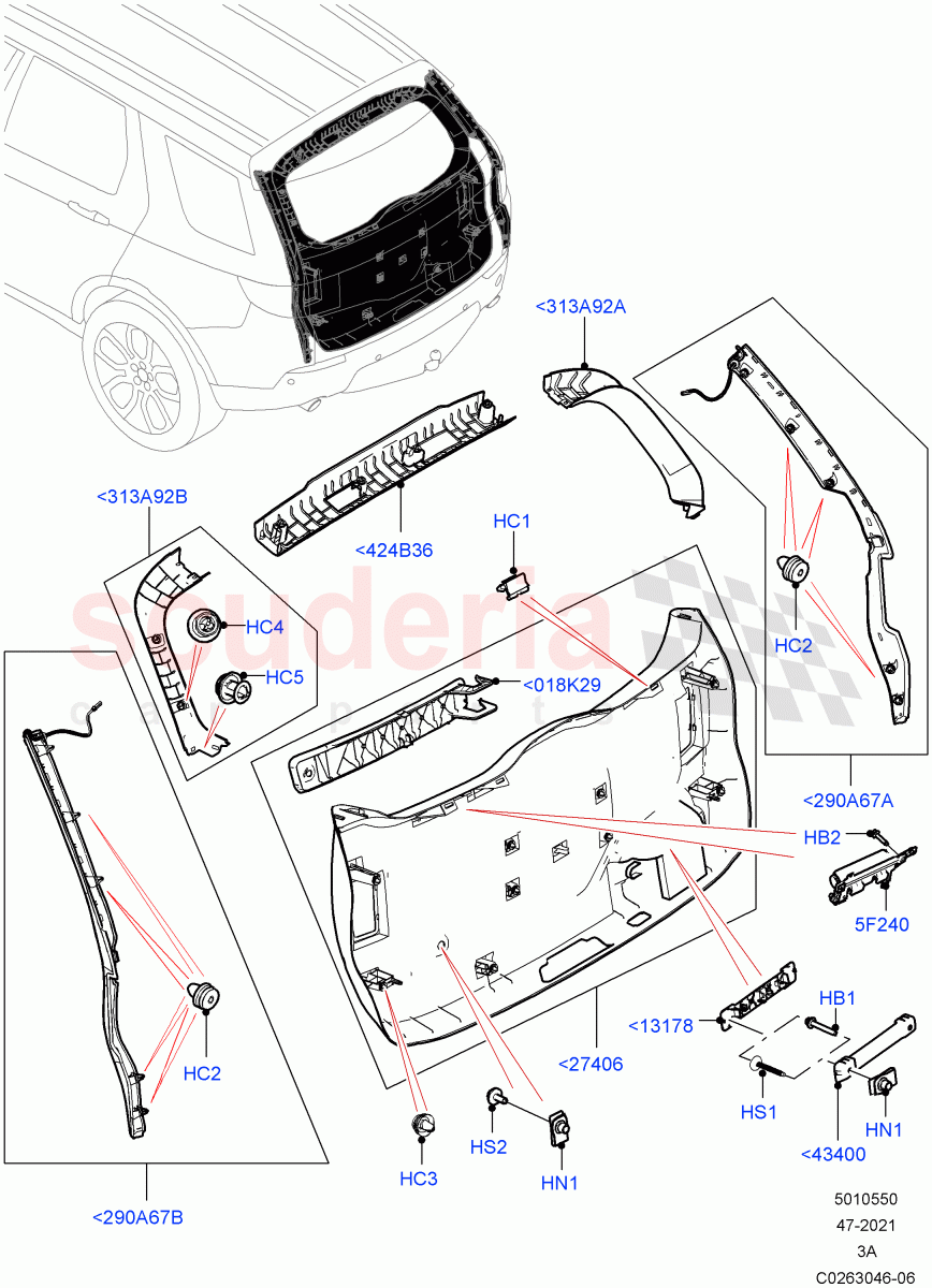 Back Door/Tailgate Trim Panels (Changsu (China)) ((V) FROMFG000001) of Land Rover Land Rover Discovery Sport (2015+) [2.0 Turbo Diesel]