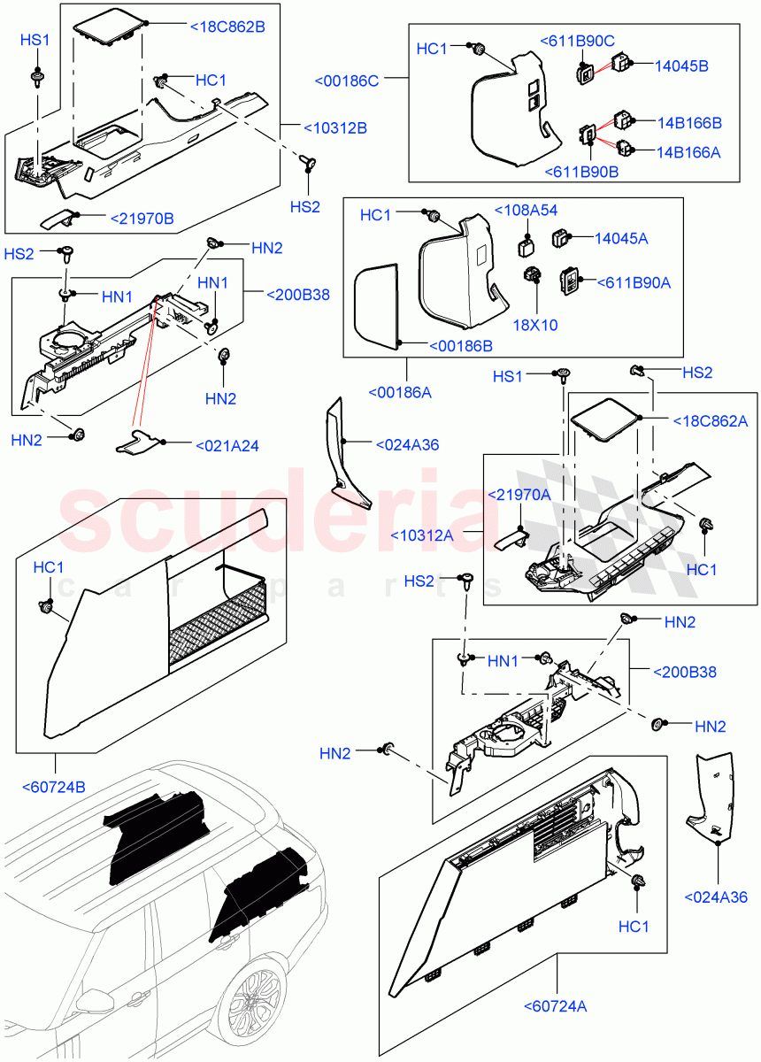 Side Trim (Luggage Compartment) (With 60/40 Power Fold Thru Rr Seat) of Land Rover Land Rover Range Rover (2012-2021) [2.0 Turbo Petrol GTDI]