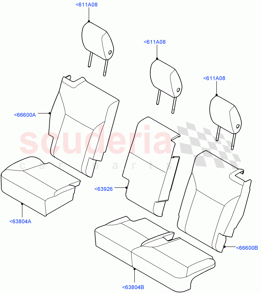 Rear Seat Covers (Nitra Plant Build) (Grained Cloth, Version - Core, 60/40 Load Through With Slide) ((V) FROMK2000001) of Land Rover Land Rover Discovery 5 (2017+) [3.0 I6 Turbo Petrol AJ20P6]