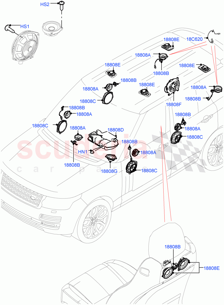 Speakers ((V) TOHA999999) of Land Rover Land Rover Range Rover (2012-2021) [5.0 OHC SGDI NA V8 Petrol]