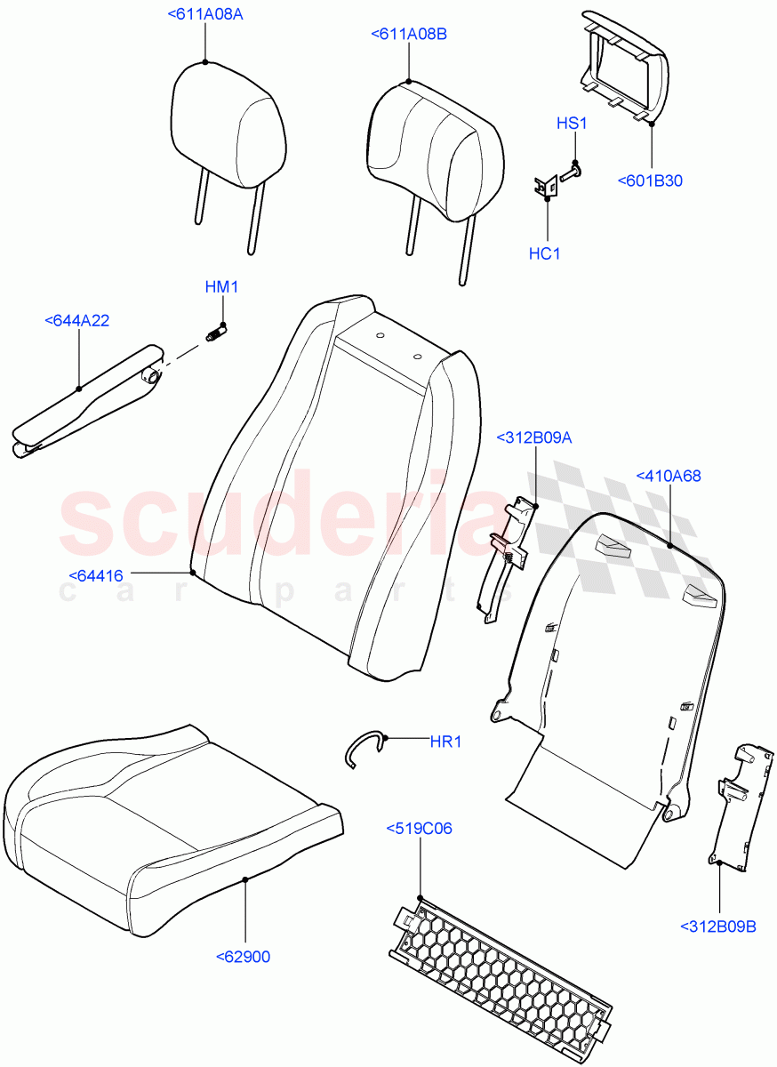 Front Seat Covers (Semi Aniline Leathr Pinestripe Perf) ((V) TOHA999999) of Land Rover Land Rover Range Rover (2012-2021) [3.0 Diesel 24V DOHC TC]