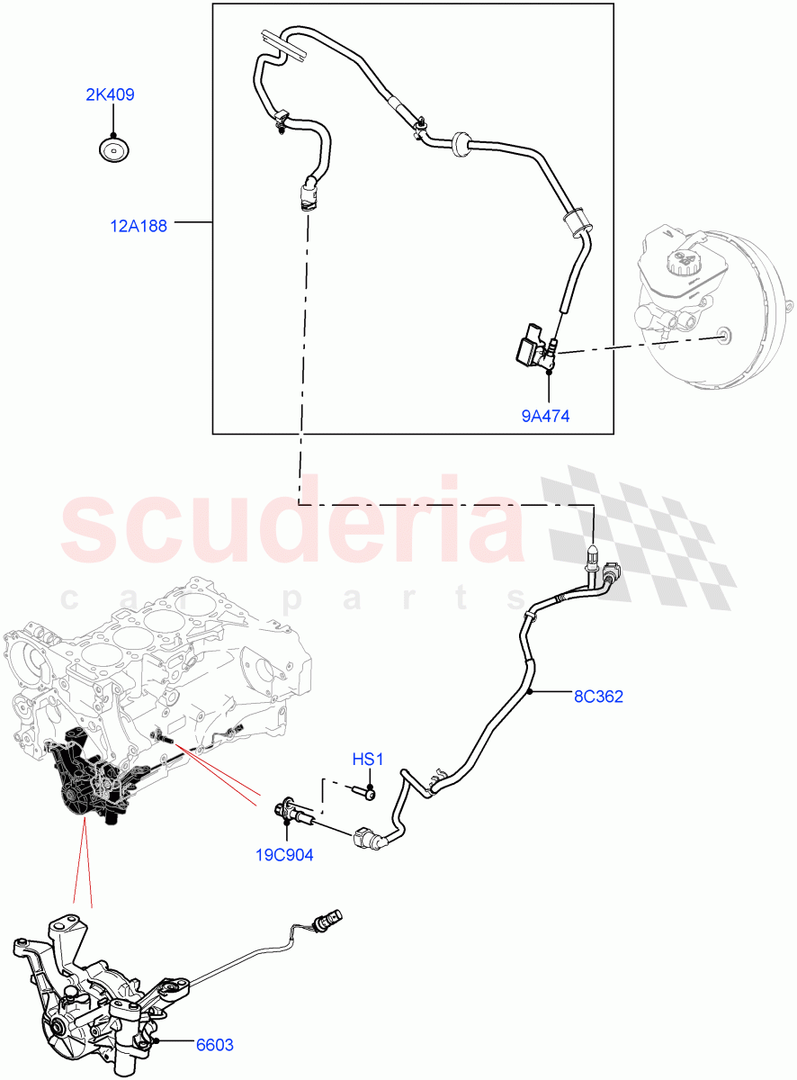 Vacuum Control And Air Injection (2.0L I4 High DOHC AJ200 Petrol, LHD, 2.0L I4 Mid DOHC AJ200 Petrol) ((V) TOLA999999) of Land Rover Land Rover Range Rover Velar (2017+) [2.0 Turbo Petrol AJ200P]