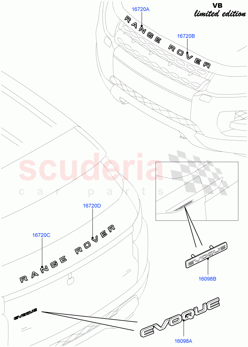 Name Plates (Victoria Beckham Limited Edition, Halewood (UK)) of Land Rover Land Rover Range Rover Evoque (2012-2018) [2.0 Turbo Petrol AJ200P]