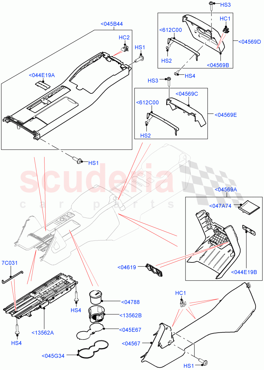 Console - Floor (For Carrier Assy, External Components, Front) (Standard Wheelbase) of Land Rover Land Rover Range Rover (2012-2021) [3.0 I6 Turbo Petrol AJ20P6]