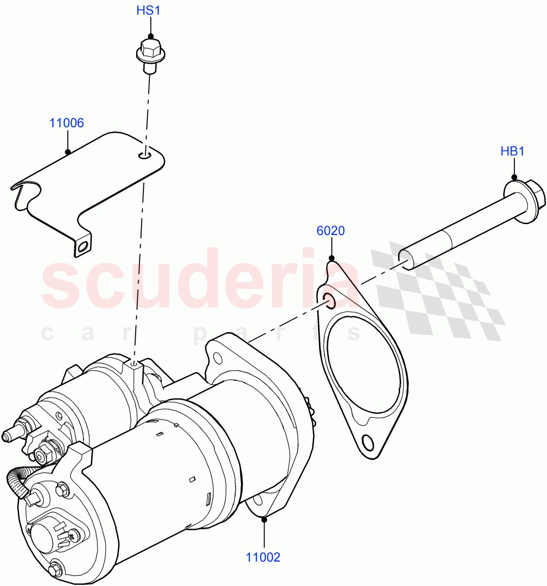Starter Motor (3.0L AJ20P6 Petrol High) ((V) FROMMA000001) of Land Rover Land Rover Range Rover Velar (2017+) [3.0 I6 Turbo Petrol AJ20P6]