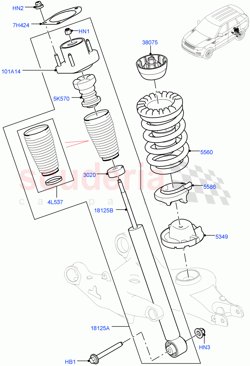 Rear Springs And Shock Absorbers (With Standard Duty Coil Spring Susp) ((V) FROMHA000001) of Land Rover Land Rover Range Rover Sport (2014+) [2.0 Turbo Petrol GTDI]