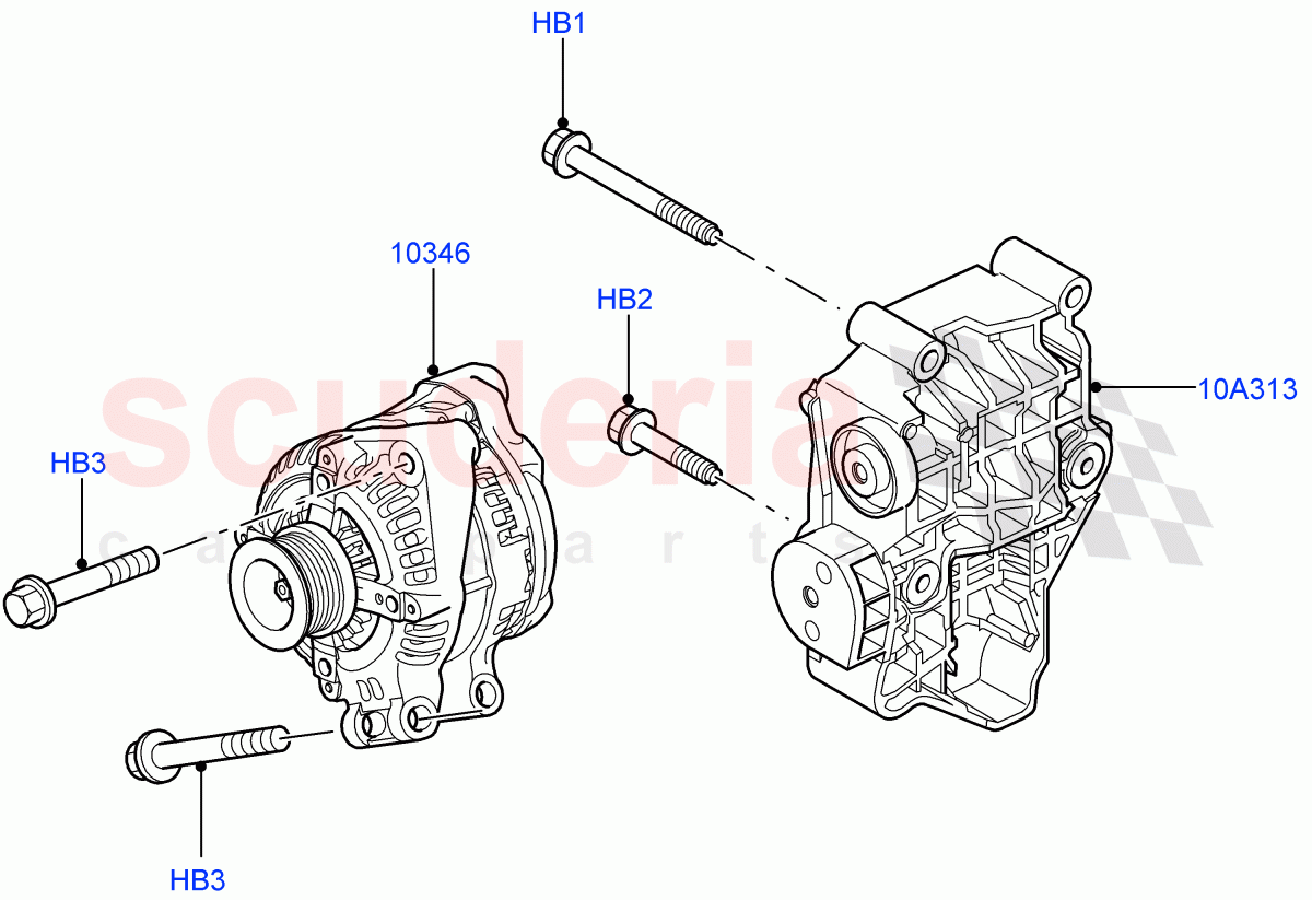 Alternator And Mountings (AJ Petrol 4.4 V8 EFI (220KW), AJ Petrol 4.2 V8 Supercharged) ((V) TO9A999999) of Land Rover Land Rover Range Rover Sport (2005-2009) [4.4 AJ Petrol V8]