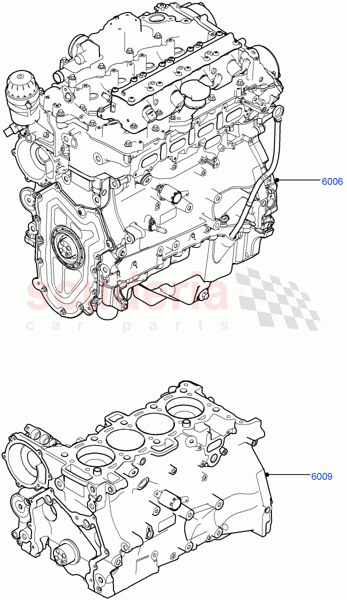 Service Engine And Short Block (Nitra Plant Build) (2.0L I4 High DOHC AJ200 Petrol, 2.0L AJ200P Hi PHEV) ((V) FROMK2000001) of Land Rover Land Rover Discovery 5 (2017+) [2.0 Turbo Petrol AJ200P]