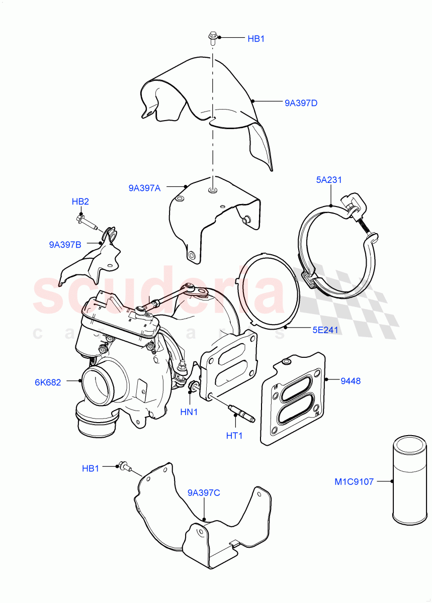 Turbocharger (Nitra Plant Build) (2.0L I4 High DOHC AJ200 Petrol, 2.0L AJ200P Hi PHEV) ((V) FROMK2000001) of Land Rover Land Rover Discovery 5 (2017+) [2.0 Turbo Petrol AJ200P]