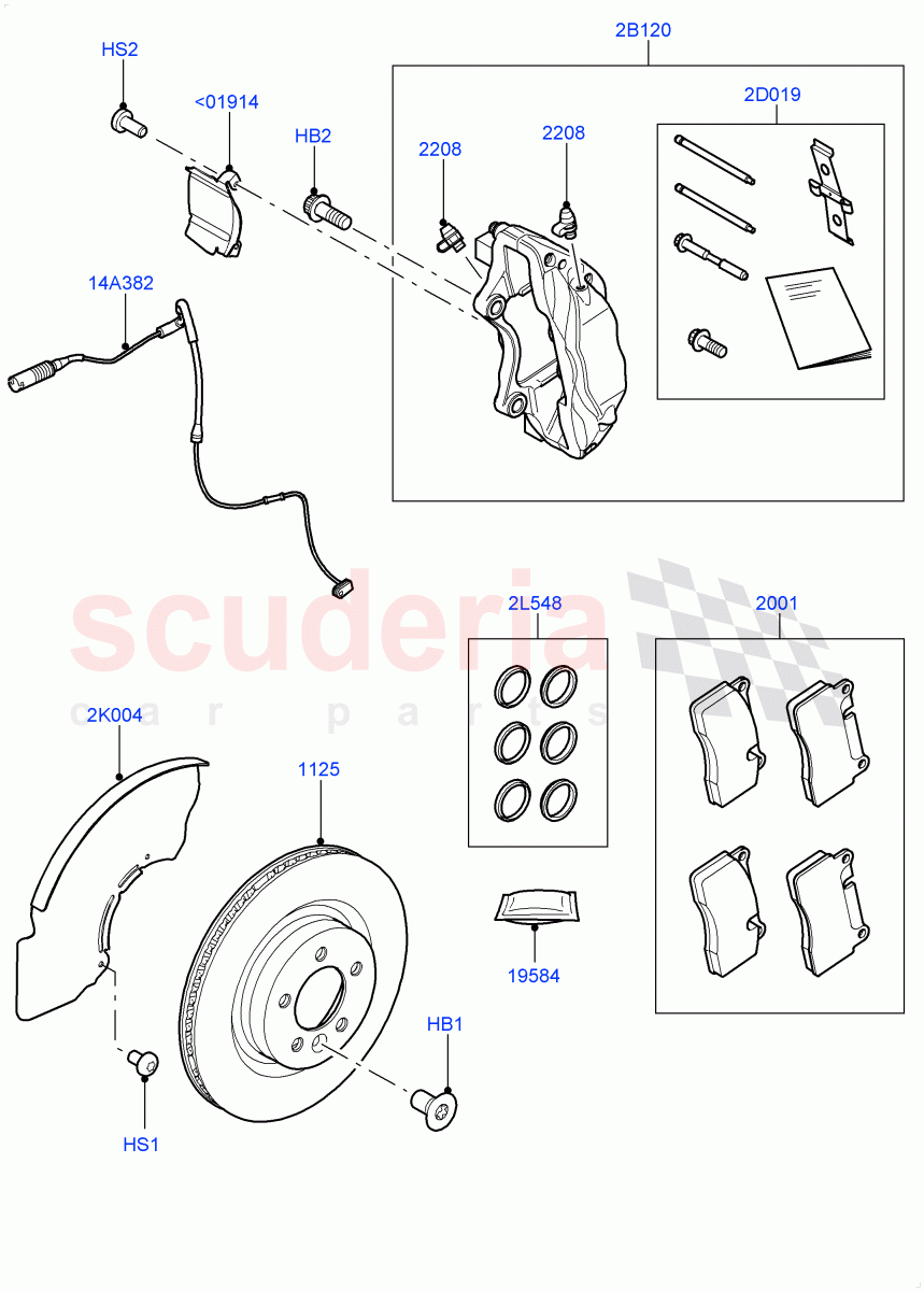 Front Brake Discs And Calipers (Front Disc And Caliper Size 20) ((V) FROMGA585033, (V) TOGA599999) of Land Rover Land Rover Range Rover Sport (2014+) [3.0 Diesel 24V DOHC TC]
