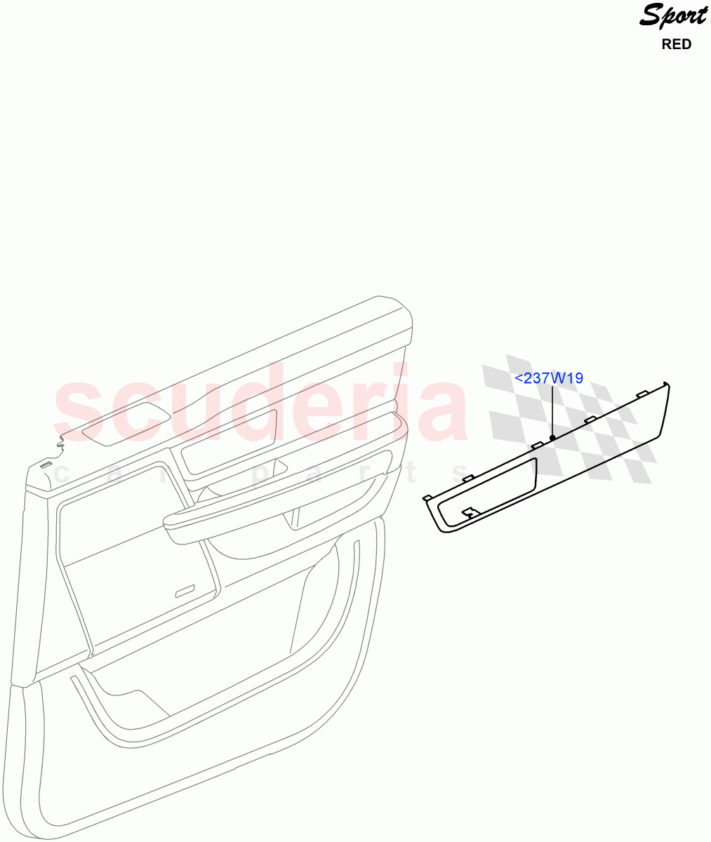 Front Door Trim Installation (Red Sport LE) ((V) FROMDA000001) of Land Rover Land Rover Range Rover Sport (2010-2013) [5.0 OHC SGDI NA V8 Petrol]