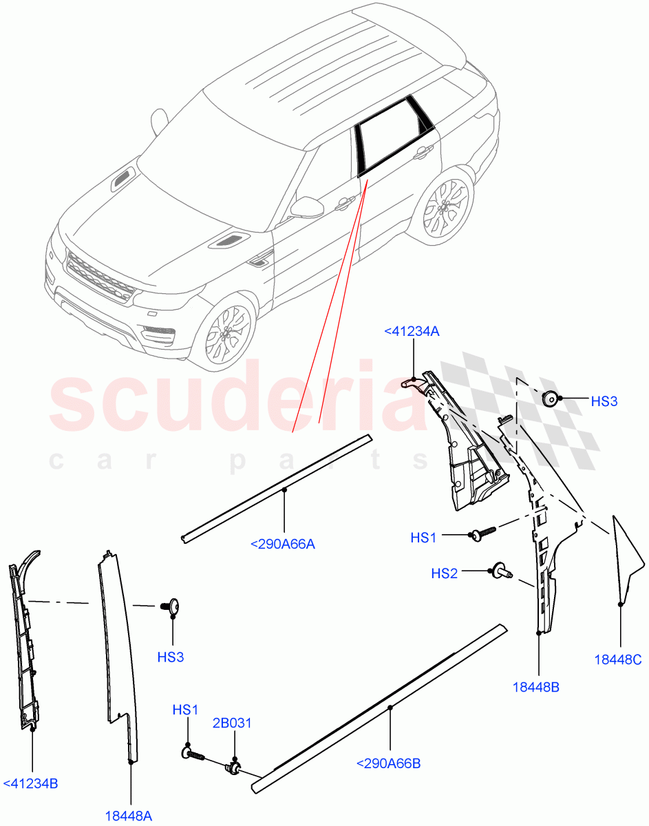 Rear Doors, Hinges & Weatherstrips (Finishers) of Land Rover Land Rover Range Rover Sport (2014+) [5.0 OHC SGDI SC V8 Petrol]