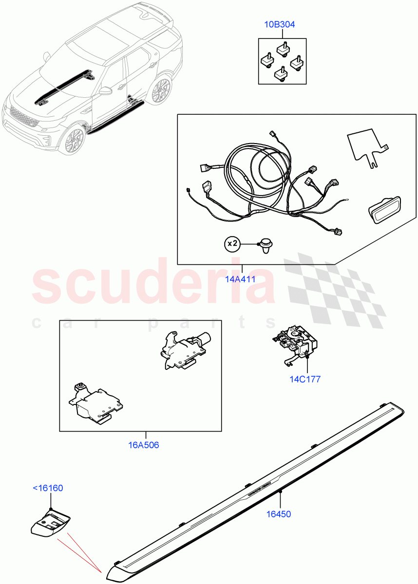 Side Steps And Tubes (Nitra Plant Build, Power Deployable) ((V) FROMK2000001) of Land Rover Land Rover Discovery 5 (2017+) [3.0 I6 Turbo Petrol AJ20P6]