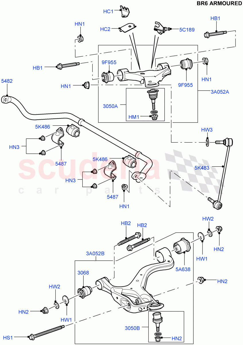 Front Susp.Arms/Stabilizer/X-Member (With B6 Level Armouring) ((V) FROMAA000001) of Land Rover Land Rover Discovery 4 (2010-2016) [3.0 DOHC GDI SC V6 Petrol]