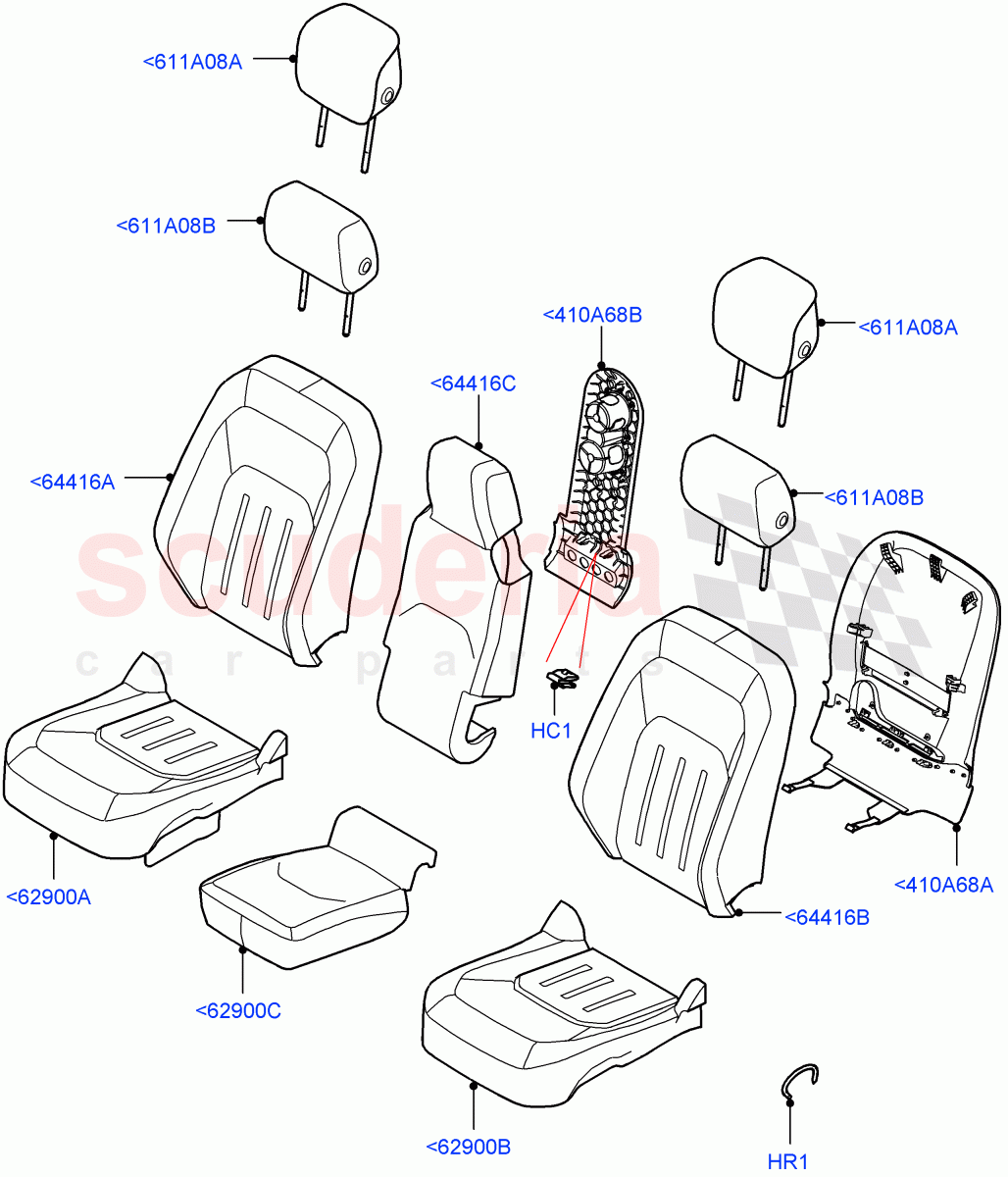 Front Seat Covers (Standard Wheelbase, Taurus Leather/Perf Fabric (Dynamic), Short Wheelbase) ((V) FROMM2000001) of Land Rover Land Rover Defender (2020+) [2.0 Turbo Diesel]