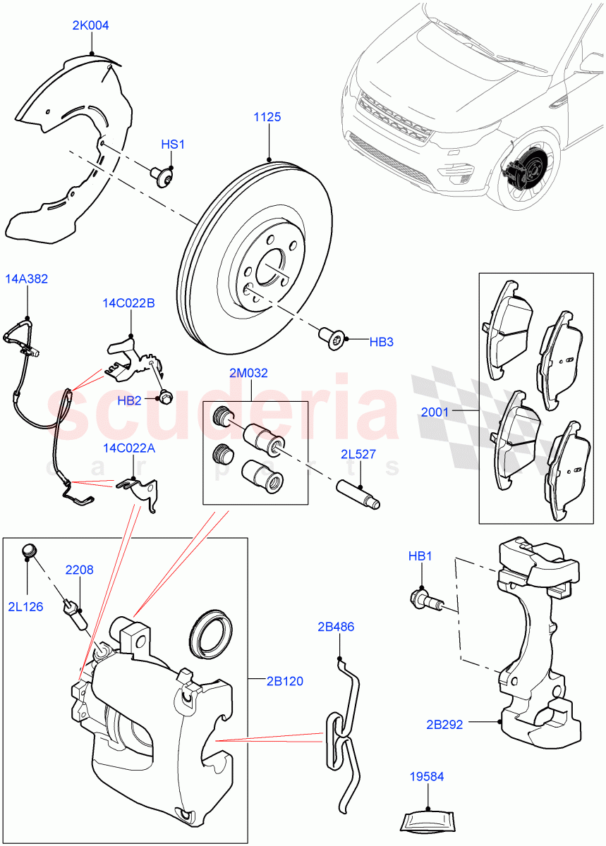 Front Brake Discs And Calipers (Halewood (UK), Disc Brake Size Frt 17/RR 17, Front Disc And Caliper Size 17, Disc Brake Size Frt 17/RR 16) ((V) FROMLH000001) of Land Rover Land Rover Discovery Sport (2015+) [2.0 Turbo Diesel AJ21D4]