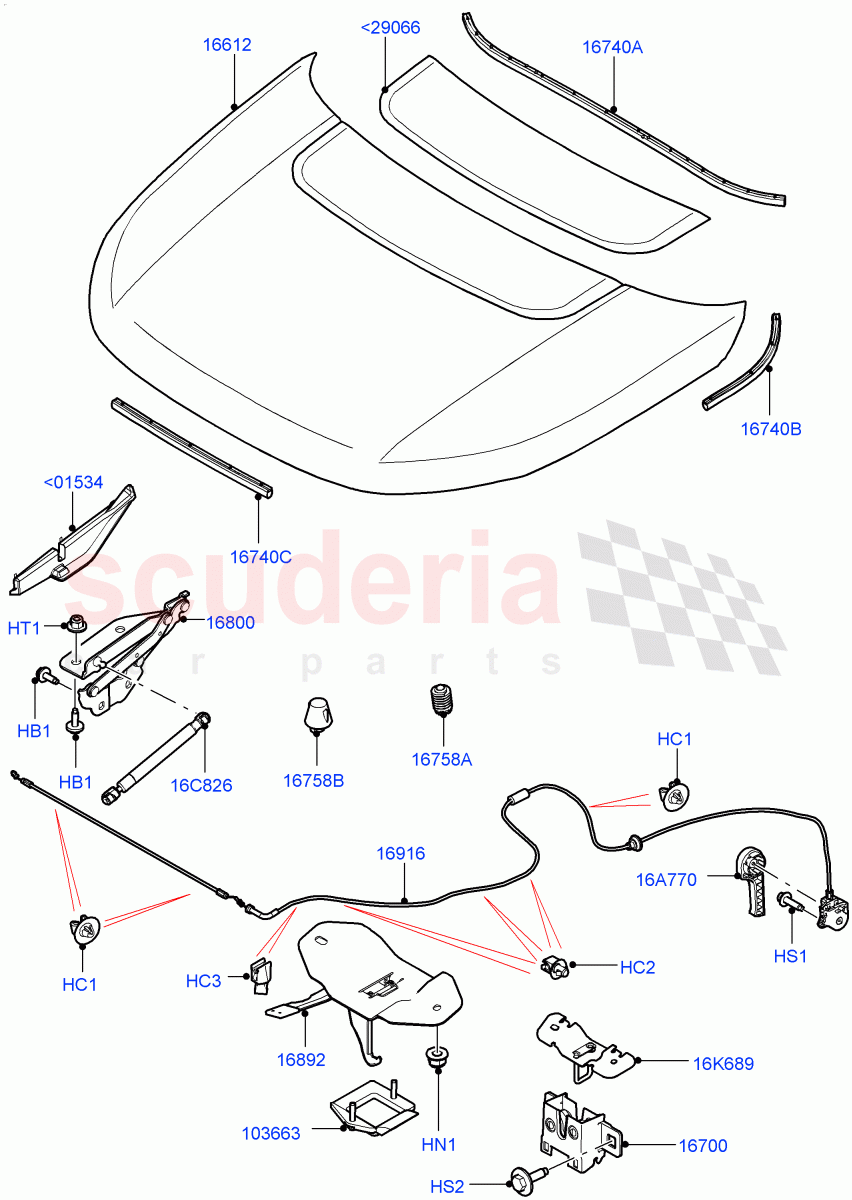 Hood And Related Parts (Changsu (China)) ((V) FROMFG000001, (V) TOKG446856) of Land Rover Land Rover Discovery Sport (2015+) [1.5 I3 Turbo Petrol AJ20P3]
