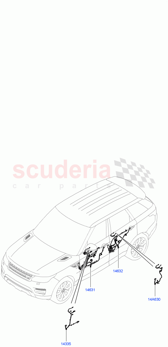 Electrical Wiring - Body And Rear (Front And Rear Doors) ((V) TOGA999999) of Land Rover Land Rover Range Rover Sport (2014+) [5.0 OHC SGDI SC V8 Petrol]