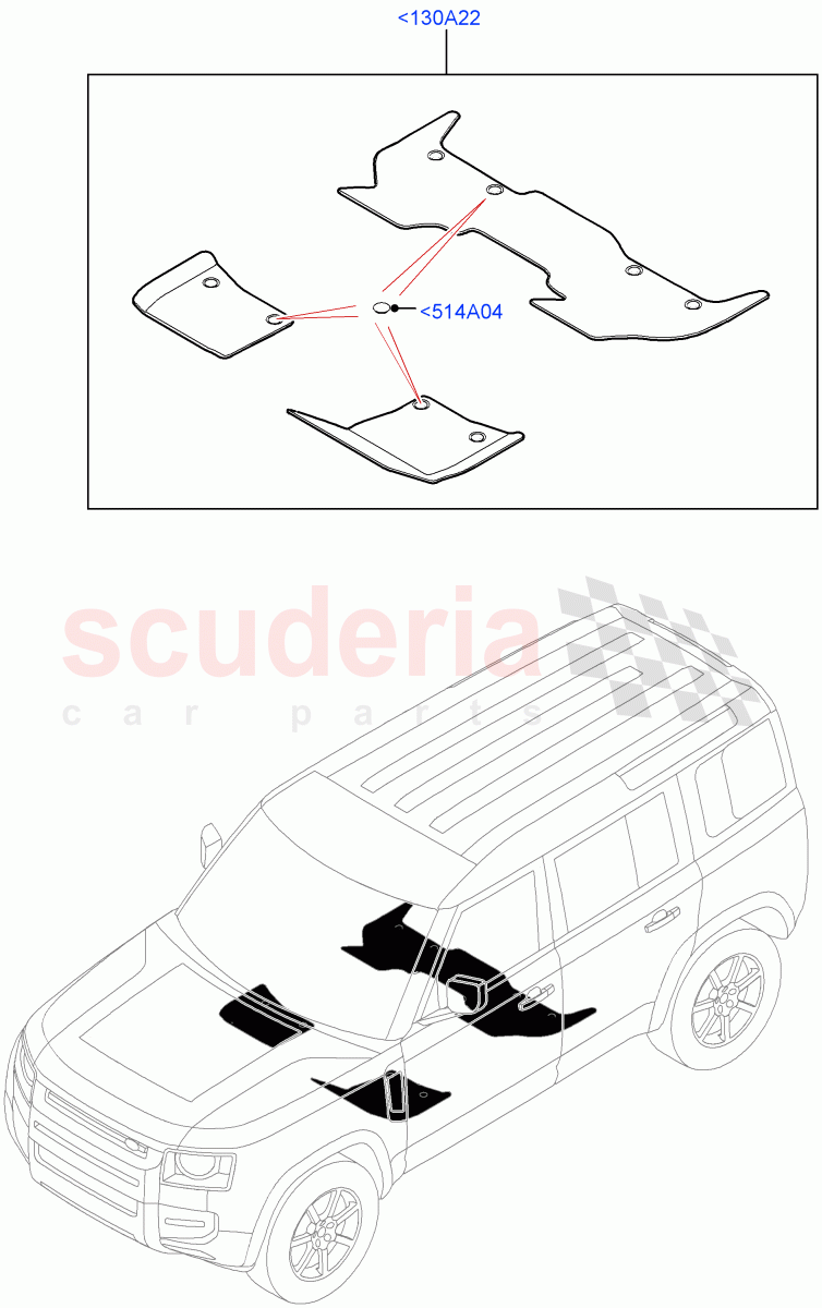 Floor Trim (Floor Mats) (Standard Wheelbase, Front Floor Carpet Mats) of Land Rover Land Rover Defender (2020+) [2.0 Turbo Diesel]