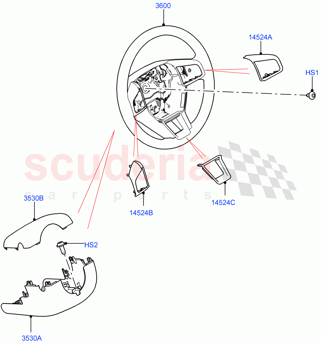 Steering Wheel (Halewood (UK)) ((V) TOKH999999) of Land Rover Land Rover Discovery Sport (2015+) [2.0 Turbo Petrol AJ200P]