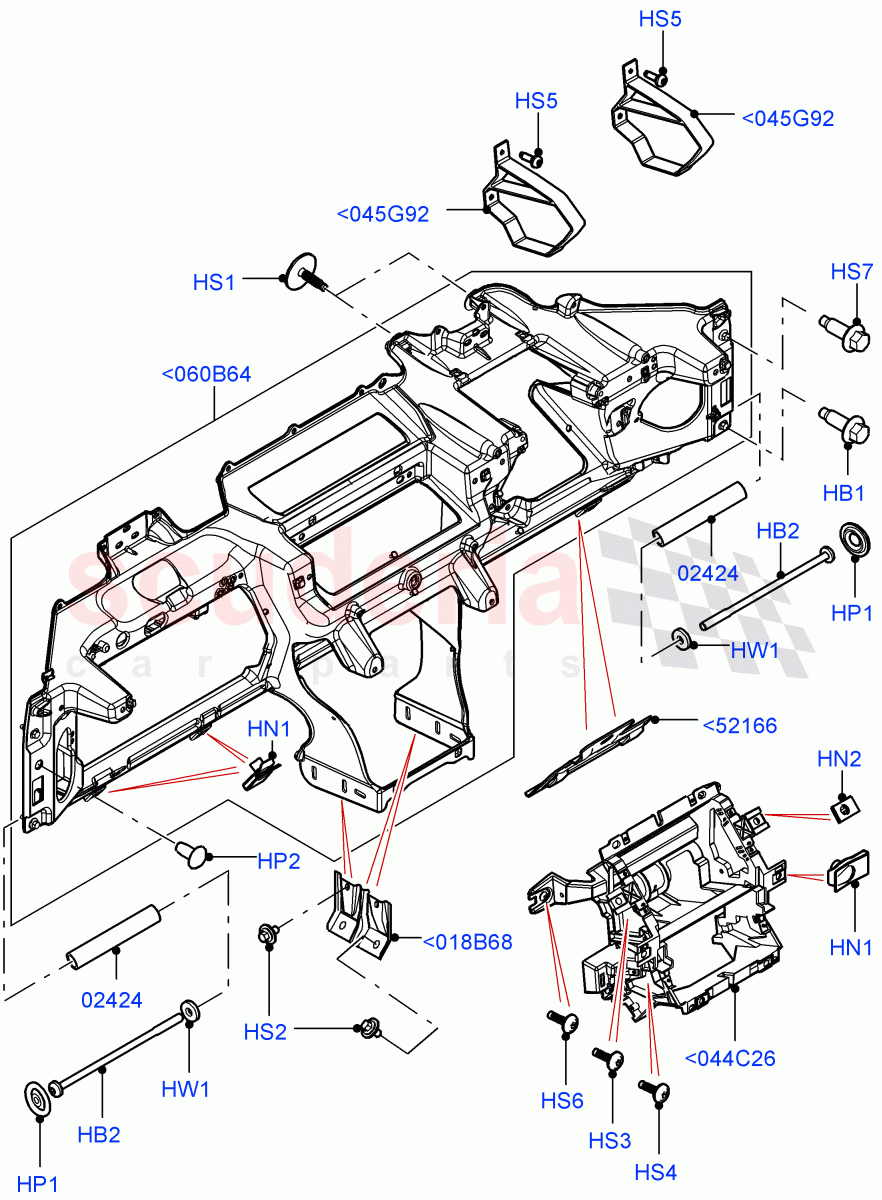 Instrument Panel (Upper, Internal Components) (Halewood (UK), Less Head Up Display) of Land Rover Land Rover Range Rover Evoque (2012-2018) [2.0 Turbo Petrol GTDI]