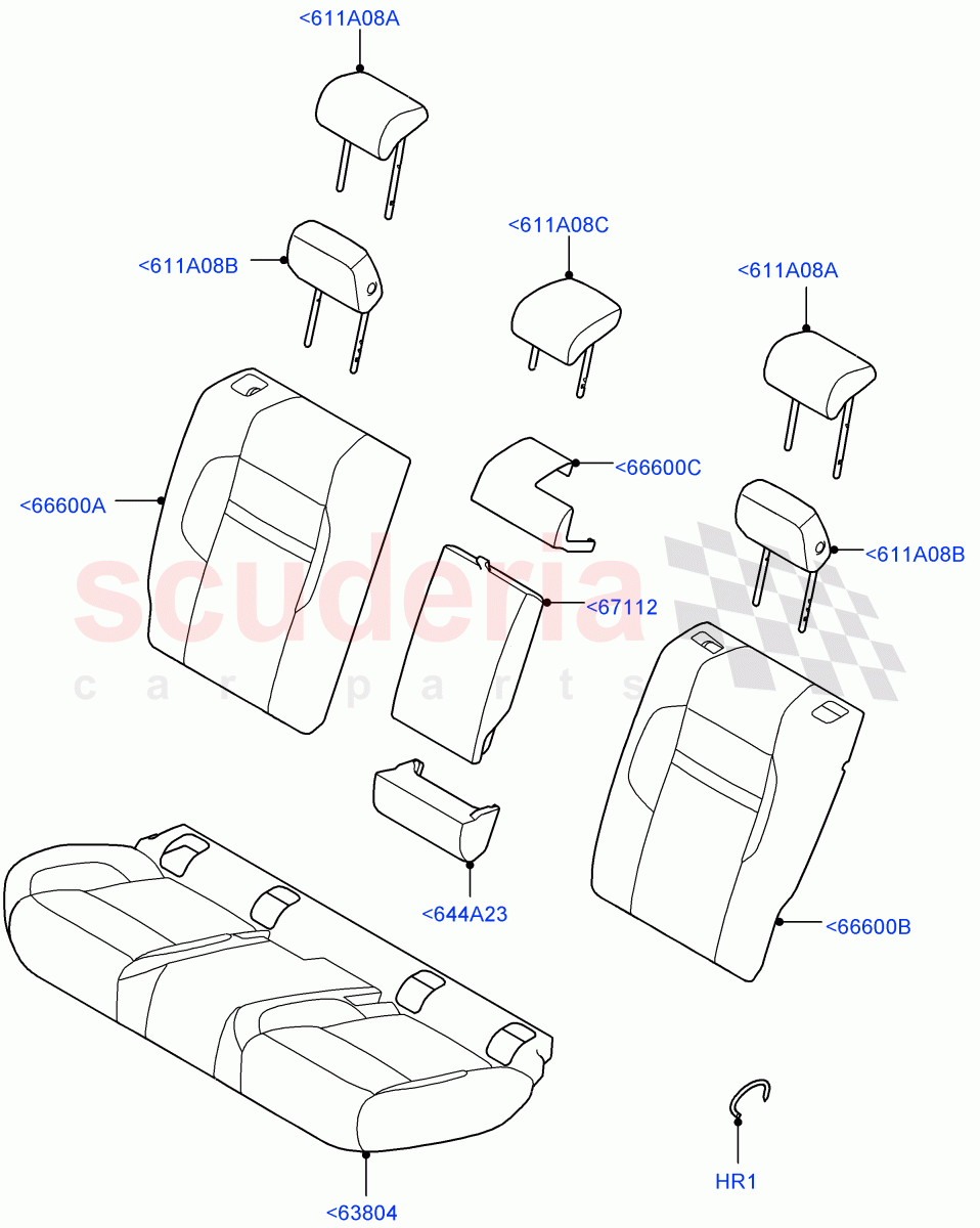 Rear Seat Covers (Windsor Leather Perforated, Itatiaia (Brazil)) of Land Rover Land Rover Range Rover Evoque (2019+) [2.0 Turbo Diesel AJ21D4]