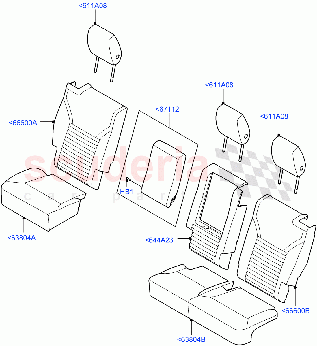Rear Seat Covers (Nitra Plant Build) (Windsor Leather Perforated, Version - Core, 60/40 Load Through With Slide) ((V) FROMK2000001, (V) TOL2999999) of Land Rover Land Rover Discovery 5 (2017+) [2.0 Turbo Diesel]