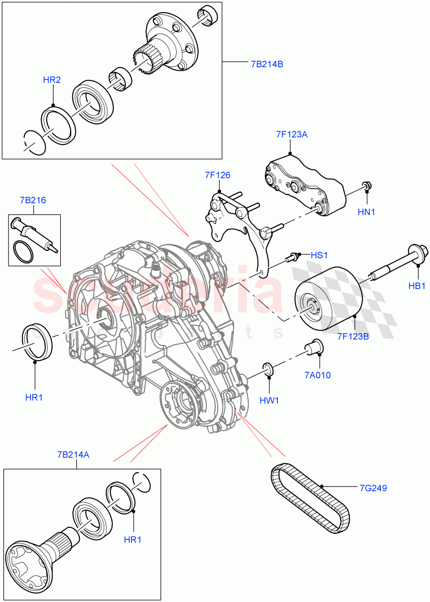 Transfer Drive Components (Nitra Plant Build) (With 1 Speed Transfer Case) ((V) FROMK2000001, (V) TOL2999999) of Land Rover Land Rover Discovery 5 (2017+) [2.0 Turbo Petrol AJ200P]