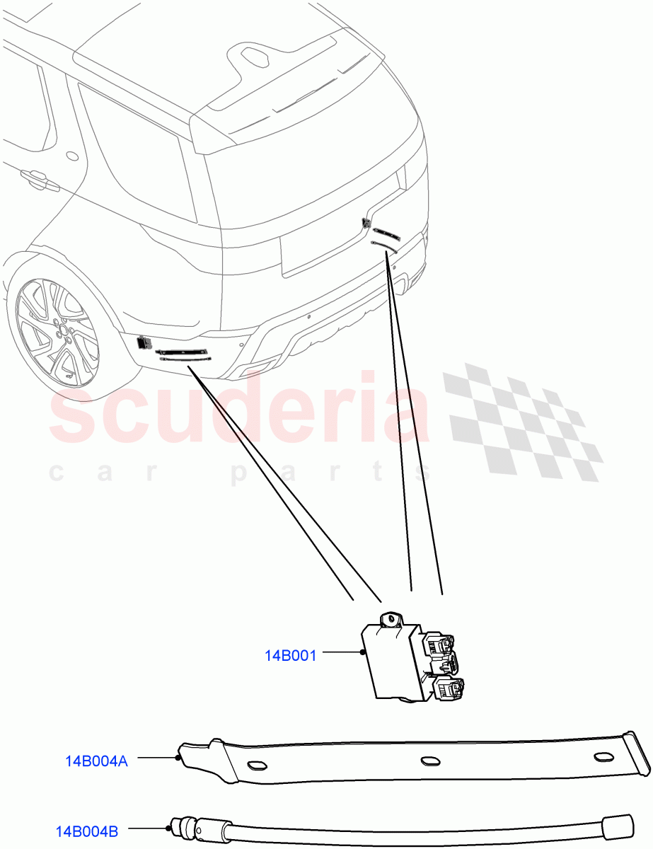 Vehicle Modules And Sensors (Gesture Tailgate System, Nitra Plant Build) (Tailgate - Hands Free) ((V) FROMK2000001) of Land Rover Land Rover Discovery 5 (2017+) [3.0 DOHC GDI SC V6 Petrol]