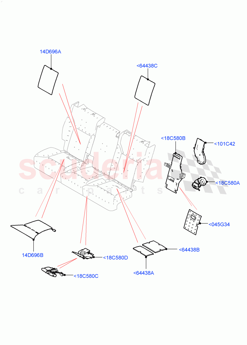 Rear Seat Pads/Valances & Heating (Solihull Plant Build, Heating) (Version - Core, 60/40 Load Through With Slide) ((V) FROMHA000001) of Land Rover Land Rover Discovery 5 (2017+) [2.0 Turbo Diesel]